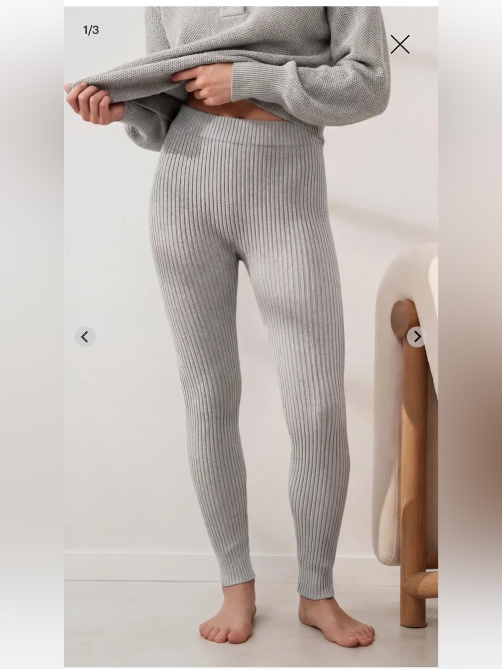 lunya Cozy Cotton Silk Ribbed Legging in Light Blue